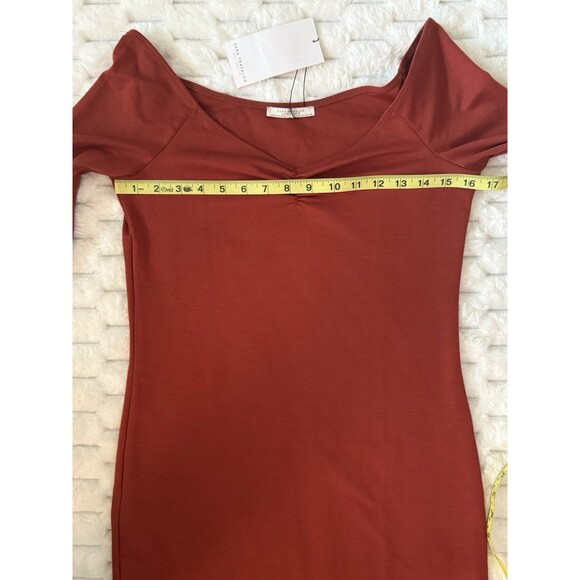 Zara Point Di Roma Bodycon Off-Shoulder Midi Dress Burnt Orange NWT Size M - Picture 5 of 5